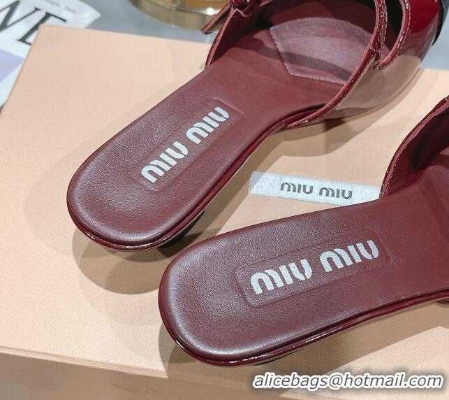 Best Product Miu Miu Mordoré patent leather heel mules 3.5cm burgundy 108069