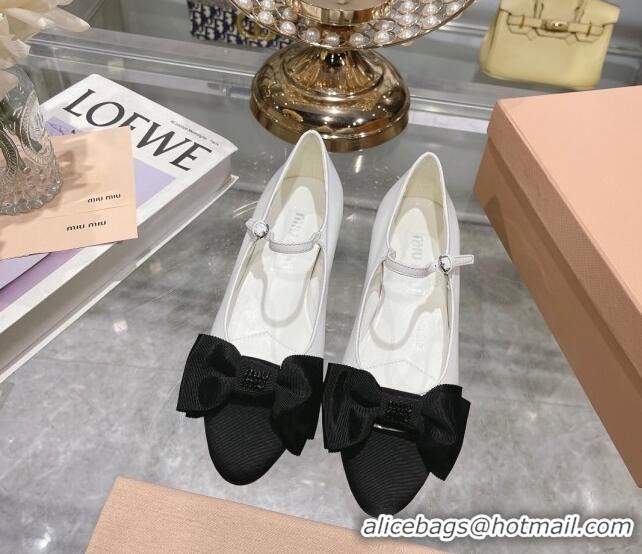 Best Price Miu Miu Patent Leather Pumps Mary Janes 3.5cm with Bow White 108071