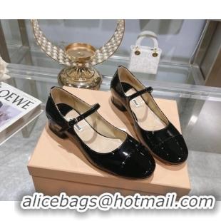 Top Grade Miu Miu Patent Leather Pumps Mary Janes Black 108074