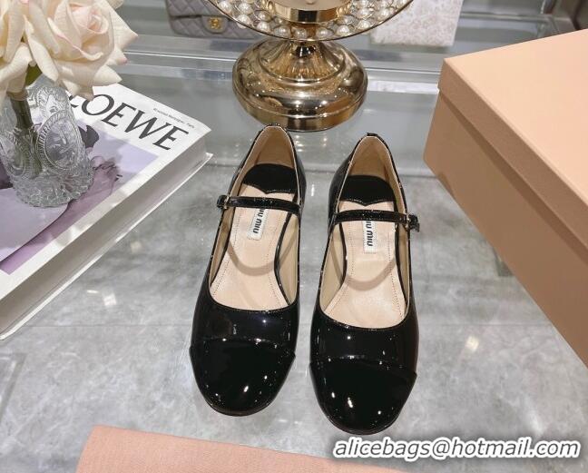 Top Grade Miu Miu Patent Leather Pumps Mary Janes Black 108074