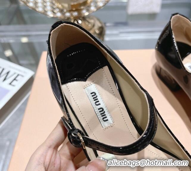 Top Grade Miu Miu Patent Leather Pumps Mary Janes Black 108074