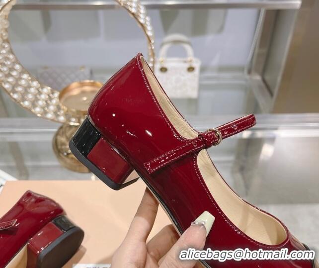 Perfect Miu Miu Patent Leather Pumps Mary Janes Red 108075