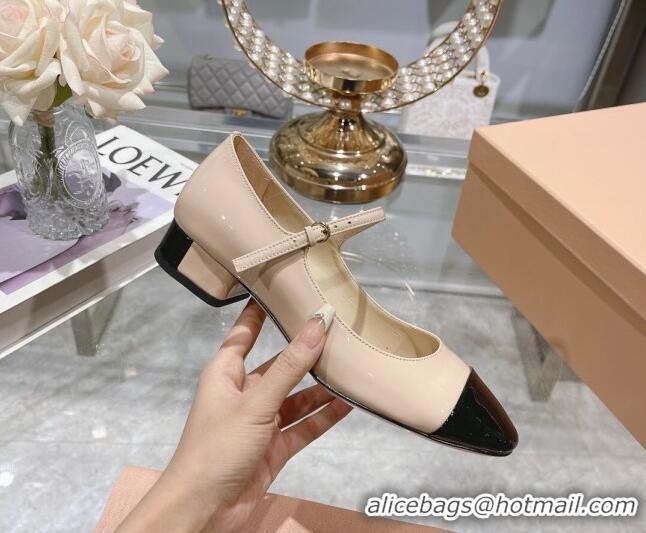 Best Price Miu Miu Patent Leather Pumps Mary Janes Nude 108076