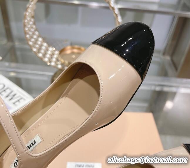 Best Price Miu Miu Patent Leather Pumps Mary Janes Nude 108076