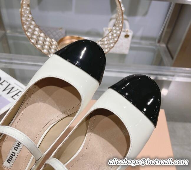 Good Quality Miu Miu Patent Leather Pumps Mary Janes White 108077