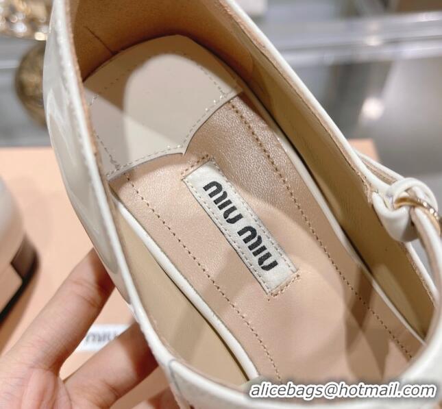 Good Quality Miu Miu Patent Leather Pumps Mary Janes White 108077