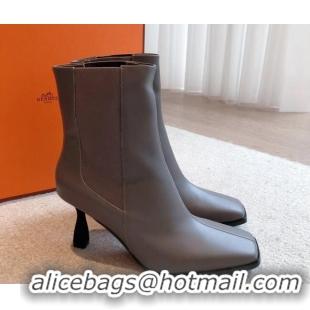 Purchase Hermes Gill Heel Ankle Boots 7cm in Calfskin Grey 103148