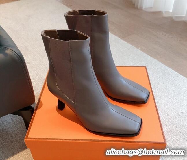 Purchase Hermes Gill Heel Ankle Boots 7cm in Calfskin Grey 103148