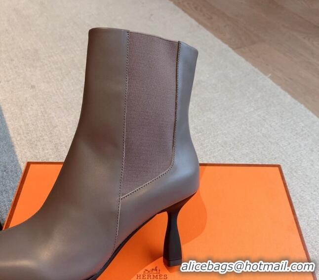 Purchase Hermes Gill Heel Ankle Boots 7cm in Calfskin Grey 103148