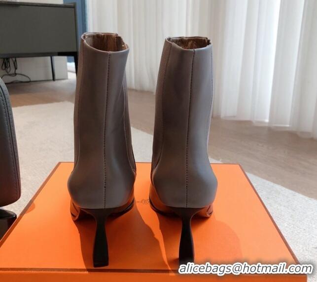 Purchase Hermes Gill Heel Ankle Boots 7cm in Calfskin Grey 103148