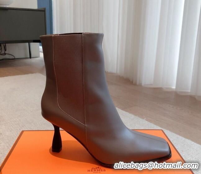 Purchase Hermes Gill Heel Ankle Boots 7cm in Calfskin Grey 103148