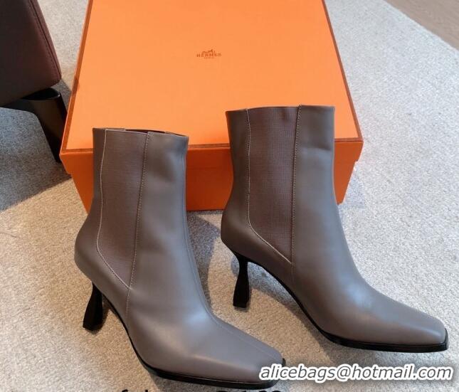 Purchase Hermes Gill Heel Ankle Boots 7cm in Calfskin Grey 103148