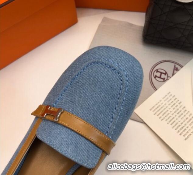 Good Quality Hermes Infinie Slingback Pumps 5cm in Denim Light Blue 104001