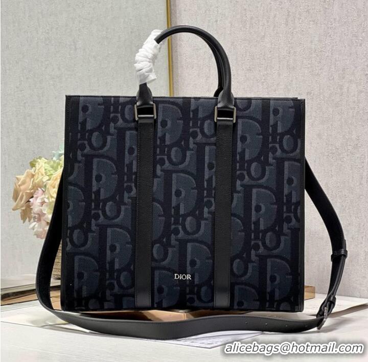 Best Quality DIOR WEEKENDER 40 BAG Black Maxi Dior Oblique Jacquard 1ESDU134