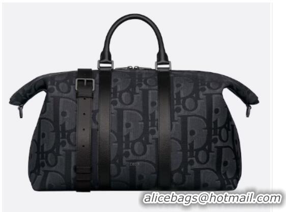 Best Quality DIOR WEEKENDER 40 BAG Black Maxi Dior Oblique Jacquard 1ESDU134