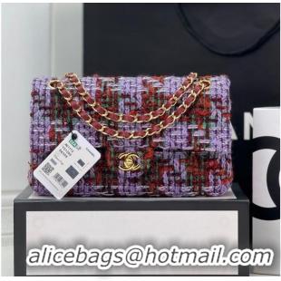 Luxurious Best Chanel CLASSIC HANDBAG A01112 Light Purple& Burgundy