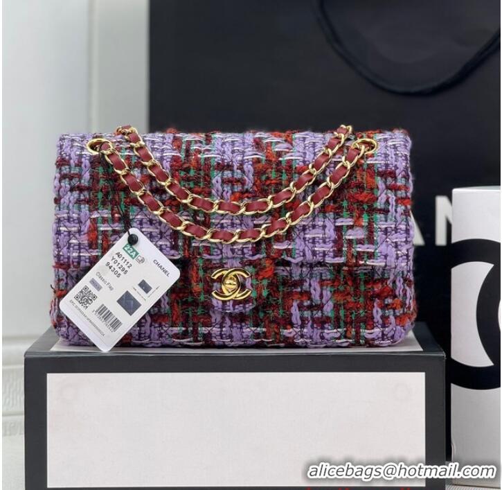 Luxurious Best Chanel CLASSIC HANDBAG A01112 Light Purple& Burgundy