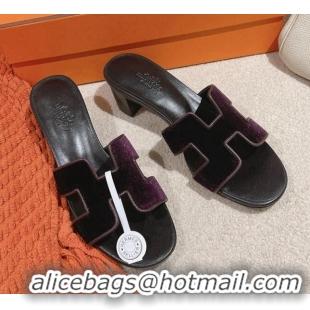 Good Looking Hermes Classic Oasis Heel Slide Sandals 4.5cm in Velvet Purple 0104013