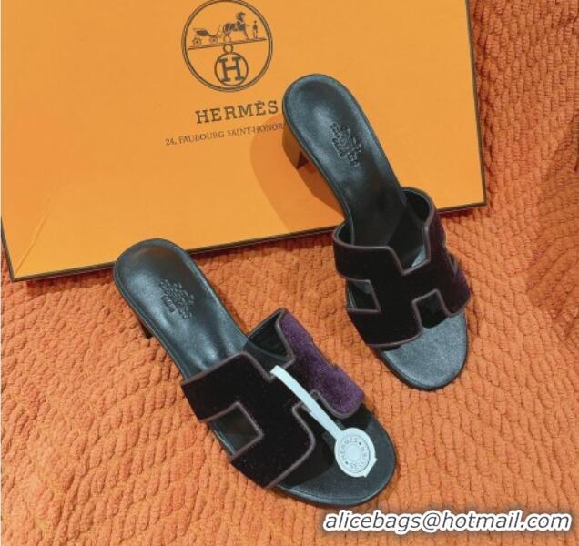 Good Looking Hermes Classic Oasis Heel Slide Sandals 4.5cm in Velvet Purple 0104013