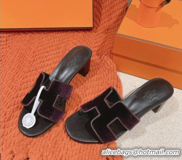 Good Looking Hermes Classic Oasis Heel Slide Sandals 4.5cm in Velvet Purple 0104013