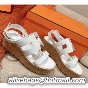 Popular Style Hermes Havane 30 Platform Sandals 5.5cm in Calfskin White Leather 0104017