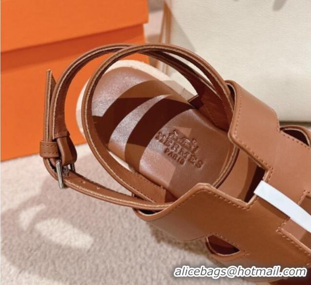 Trendy Design Hermes Havane 30 Platform Sandals 5.5cm in Calfskin Brown Leather 0104018