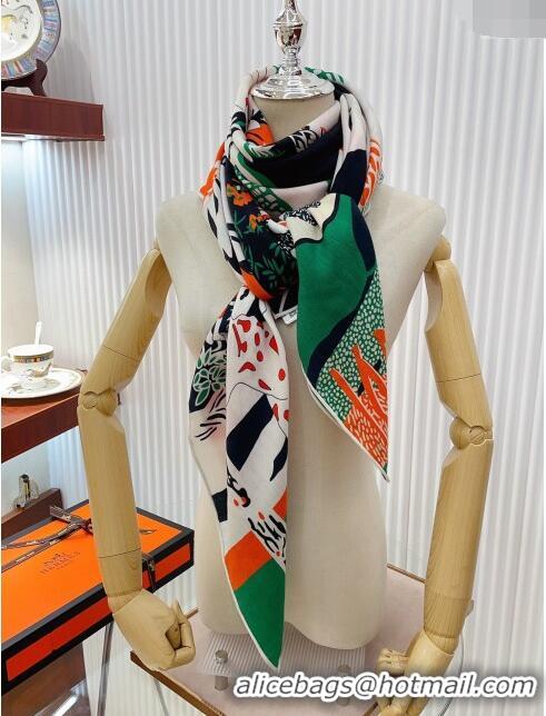 New Design Hermes Cashmere & Silk Sqaure Shawl Scarf 140cm H1204 2024