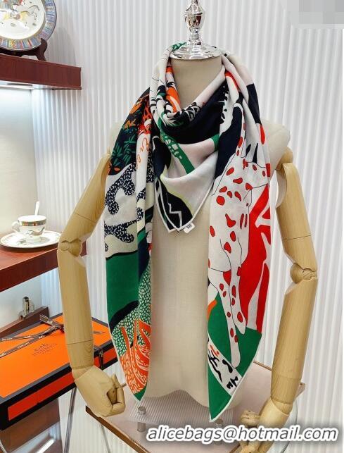 New Design Hermes Cashmere & Silk Sqaure Shawl Scarf 140cm H1204 2024