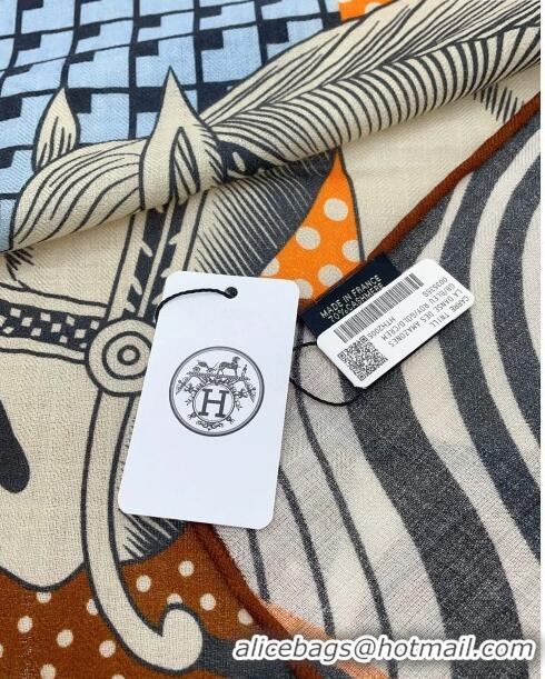 Top Grade Hermes Cashmere & Silk Sqaure Shawl Scarf 140cm H1214 2024