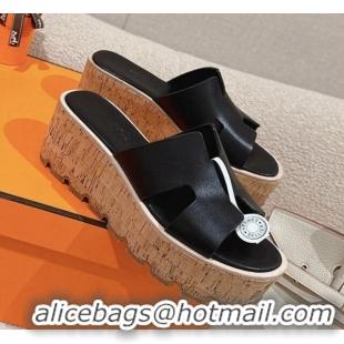 Shop Cheap Hermes Eze 30 Platform Slide Sandals in Calfskin Black 0104025