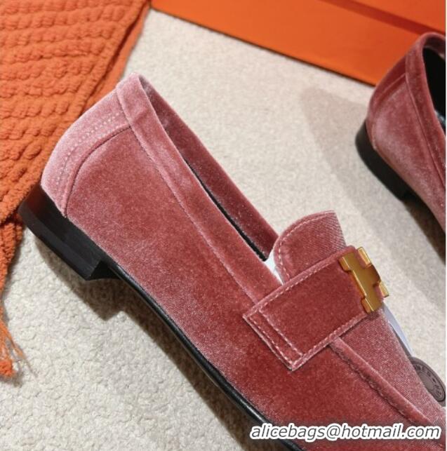 Low Cost Hermes Paris Loafers in Velvet Rose Wool Pink 0104039