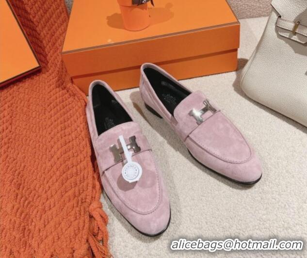 Sumptuous Hermes Paris Loafers in Suede Dusty Purple 0104043