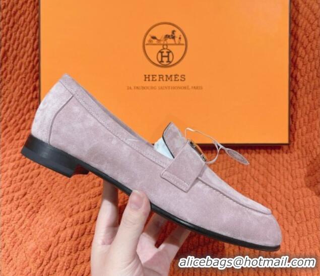 Sumptuous Hermes Paris Loafers in Suede Dusty Purple 0104043