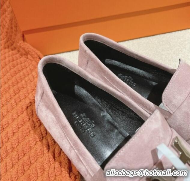 Sumptuous Hermes Paris Loafers in Suede Dusty Purple 0104043