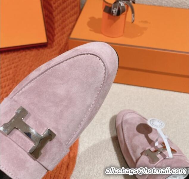 Sumptuous Hermes Paris Loafers in Suede Dusty Purple 0104043