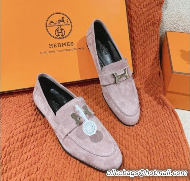 Sumptuous Hermes Paris Loafers in Suede Dusty Purple 0104043