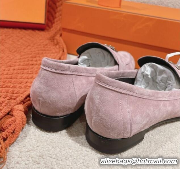 Sumptuous Hermes Paris Loafers in Suede Dusty Purple 0104043