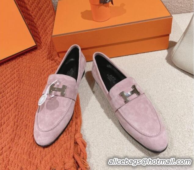 Sumptuous Hermes Paris Loafers in Suede Dusty Purple 0104043