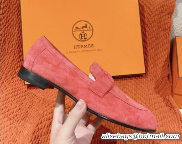 Most Popular Hermes Paris Loafers in Suede Pink 0104048