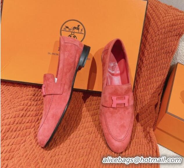 Most Popular Hermes Paris Loafers in Suede Pink 0104048