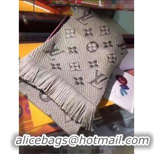 Promotional Louis Vuitton Logomania Wool Long Scarf with Fringe 30x168cm M74742 Grey 2024