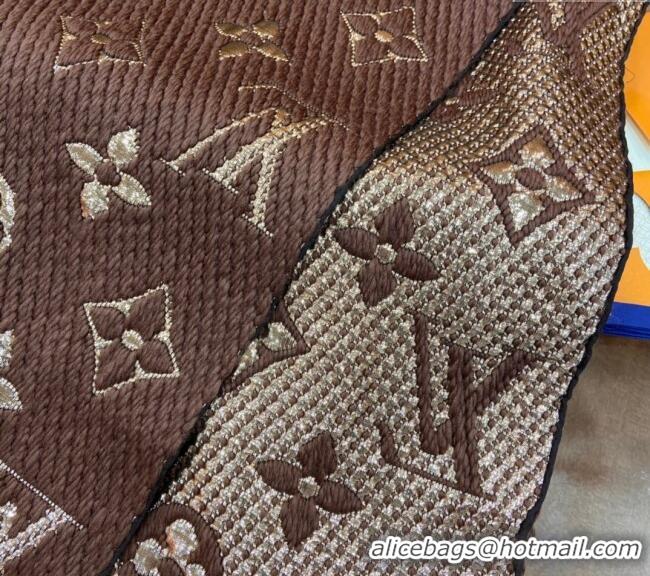 Good Taste Louis Vuitton Logomania Wool Long Scarf with Fringe 30x175cm LV011001 Brown/Gold 2024