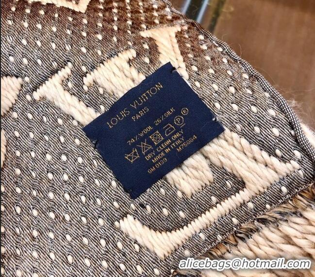 Super Quality Louis Vuitton Monogram Giant Jungle Logomania Wool Long Scarf with Fringe 39.5x176cm LV10006 Beige 2024