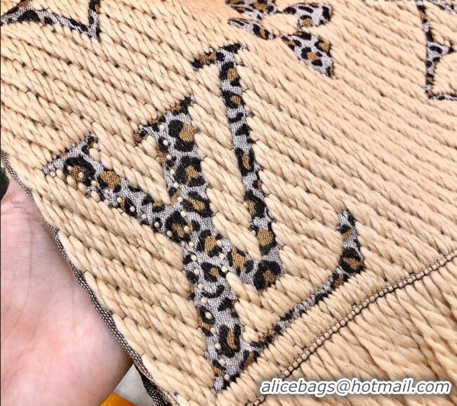 Super Quality Louis Vuitton Monogram Giant Jungle Logomania Wool Long Scarf with Fringe 39.5x176cm LV10006 Beige 2024