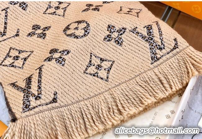 Super Quality Louis Vuitton Monogram Giant Jungle Logomania Wool Long Scarf with Fringe 39.5x176cm LV10006 Beige 2024