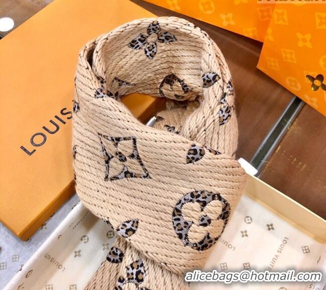 Super Quality Louis Vuitton Monogram Giant Jungle Logomania Wool Long Scarf with Fringe 39.5x176cm LV10006 Beige 2024