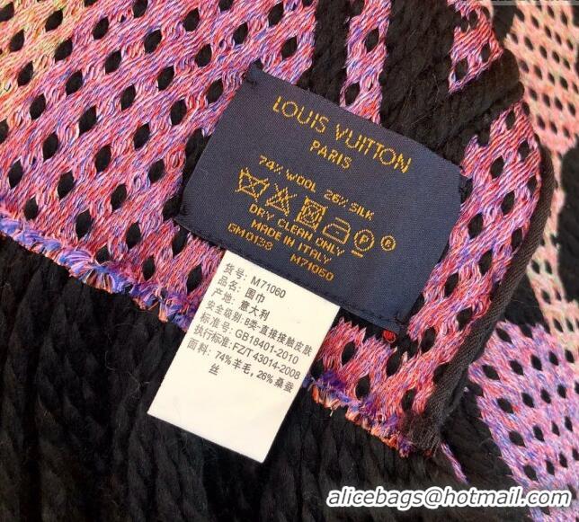 Promotional Louis Vuitton Stories Logomania Wool Long Scarf with Fringe 30x174cm LV10008 Black 2024