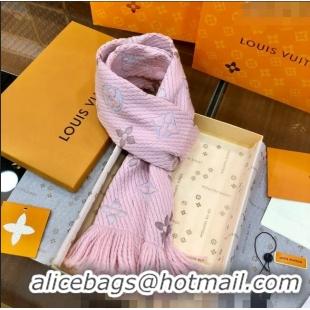 Top Grade Louis Vuitton Logomania Wool Long Scarf with Fringe 30x175cm LV011002 Light Pink 2024