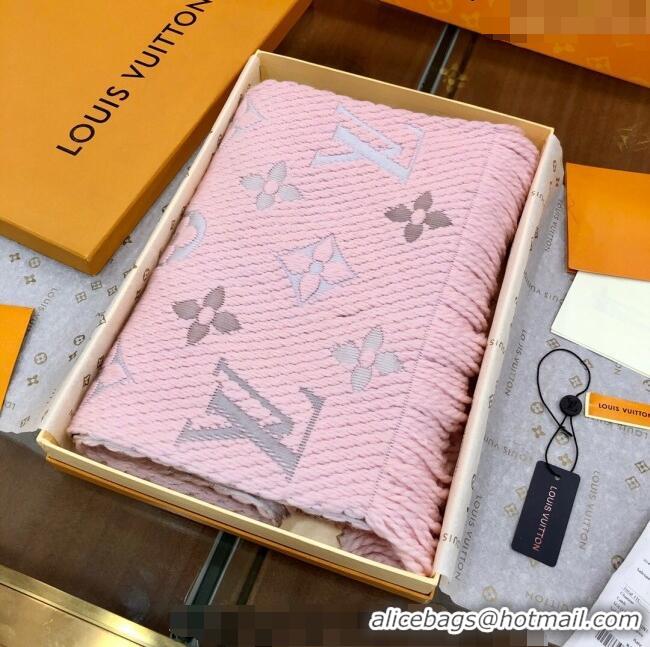 Top Grade Louis Vuitton Logomania Wool Long Scarf with Fringe 30x175cm LV011002 Light Pink 2024