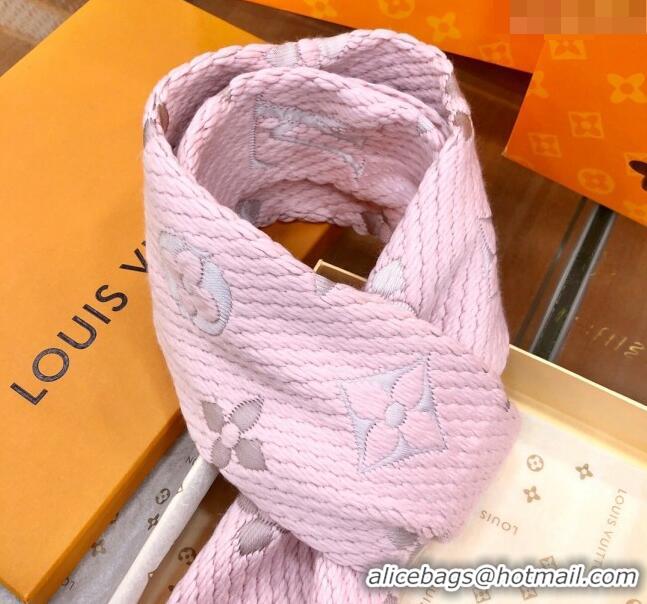 Top Grade Louis Vuitton Logomania Wool Long Scarf with Fringe 30x175cm LV011002 Light Pink 2024